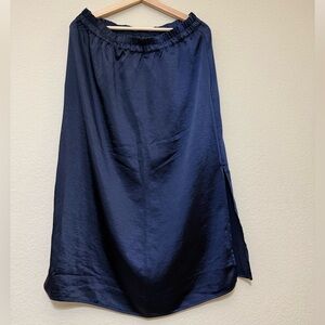 GAP Navy Satin Maxi Skirt with Elastic Waist